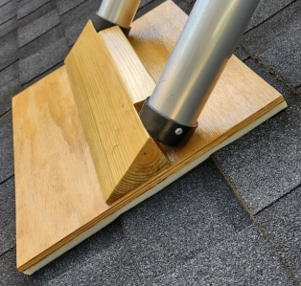 The ladder pad for use on steep pitch roofs